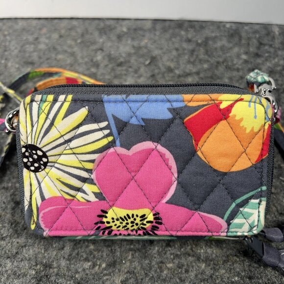 Vera Bradley Jazzy Blooms All In One Crossbody Wallet Organizer Wristlet Floral - Picture 2 of 16